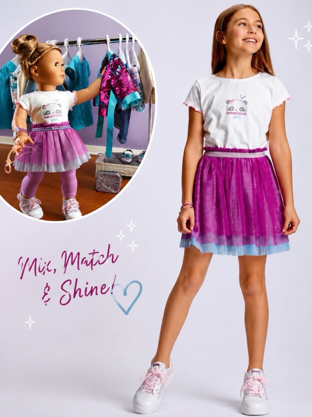 NIB American Girl Truly Me Matching Skirt Set - Girl Size 10 /12 girls/ 18”Doll